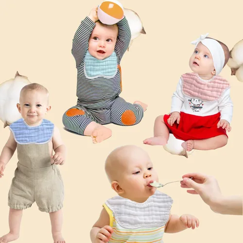 Miniatura 7 de Baberos de muselina para bebés, baberos para babero de dentición para bebé niña o niño de muselina de algodón Azur