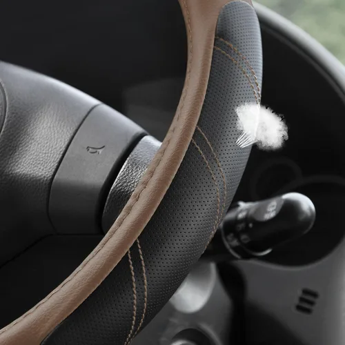 Miniatura 3 de Elantrip Funda de cuero para volante de 14 1/2 a 15 pulgadas, universal, acolchada, agarre suave, transpirable para automóvil, camión, SUV, Jeep