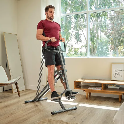 Miniatura 7 de Sunny Health & Fitness Row-N-Ride Squat Machines, Adjustable Resistance and Seating/Handle for Home Glutes Training, SunnyFit App Access Included