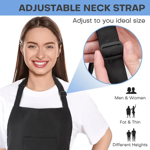 Miniatura 3 de Noverlife Hair Stylist Apron with 4 Pockets, Hair Resistant 34 Inch Long Hairdresser Aprons w/Adjustable Strap for Salon Delantal de peinado negro