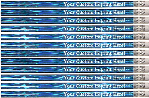 Miniatura 8 de Express Pencils™ Lápices personalizados – Redondo – Tema láser – Impreso personalizado con tu mensaje, texto o logotipo, paquete de 12 – plateado