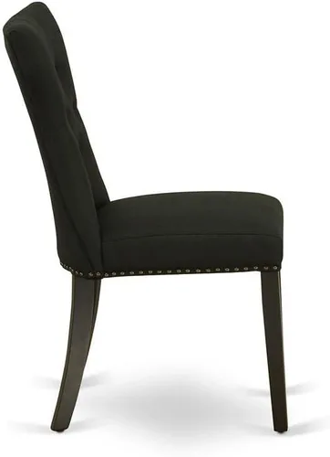 Miniatura 6 de East West Furniture GAP1T24 Gallatin Parsons - Juego de 2 sillas de comedor tapizadas de tela de lino negro, con botones copetudos, color negro