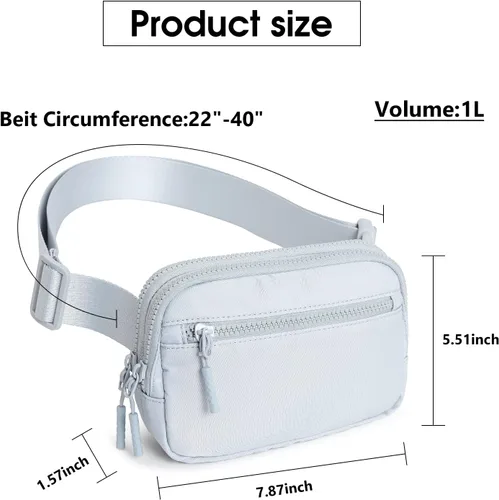 Miniatura 29 de WESTBRONCO Riñoneras para mujeres y hombres, bolsa para cinturón con bolsillos con cremallera, riñoneras modernas, bolsas cruzadas ligeras de 1