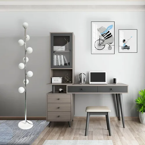 Miniatura 4 de Hsyile Lámpara de pie moderna y creativa para sala de estar, dormitorio, oficina, lámpara de pie de poste alto con globo, lámpara de árbol con Cromo