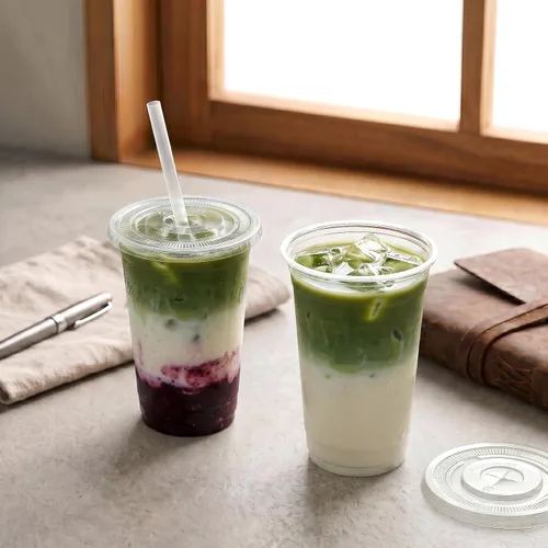 Miniatura 5 de VITEVER [100 juegos de 16 onzas] Vasos de plástico con tapas y pajitas, vasos desechables para café helado, batido, bebidas frías, transparente