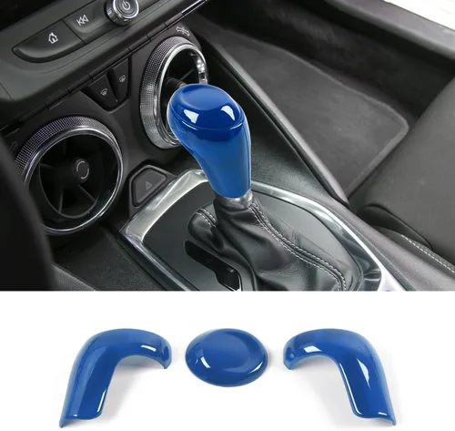 CheroCar Cubierta de la perilla de la palanca de cambios Camaro Accesorios interiores para Chevrolet Camaro 2016-2026 (azul)