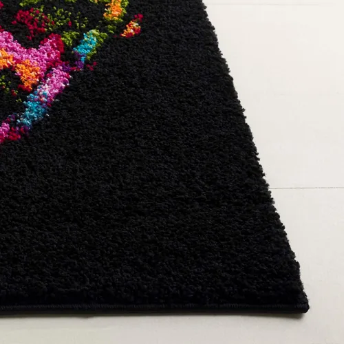 Miniatura 3 de SAFAVIEH Fiesta Shag Collection - Alfombra para pasillo, 2 pies 3 pulgadas x 8 pies, color negro y amarillo, diseño moderno, no desprende pelusa
