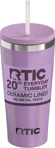 Miniatura 20 de RTIC Vaso Térmico Diario de 20 onzas de Acero Inoxidable Portátil con Aislamiento, Taza de Café de Viaje con Pajita, Forro de Cerámica, Tapa