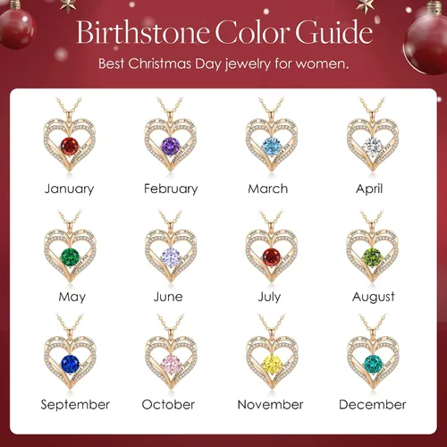 Miniatura 52 de LOUISA SECRET Love Heart Birthstone Necklaces for Women, Birthday Gift for Women, Anniversary Jewelry for Wife Her, 925 Sterling Silver Pendant