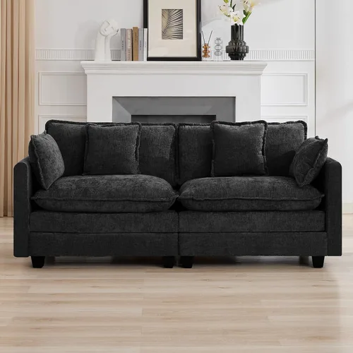 Miniatura 22 de Otomán de Sofá Moderno de Chenille Nube de 35'', Otomán Rectangular para Sofá Seccional Modular, Beige