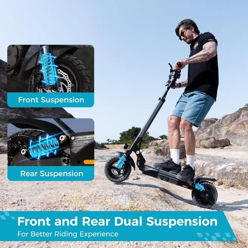 Miniatura 3 de Scooter eléctrico para adultos, velocidad de 38/28 MPH, rango de 55/28 millas, potente motor de 2400/1000 W, neumáticos todoterreno de 10 pulgadas