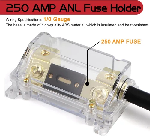 Miniatura 5 de Kit de cableado OFC AMP de calibre 0, kit de instalación de cable de subwoofer de coche de 3000 vatios para amplificador de potencia, radio
