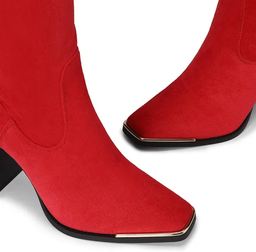 Miniatura 4 de DREAM PAIRS Botas por encima de la rodilla para mujer, con puntera cuadrada alta, tacón alto, largas y sexys, botas de otoño, Metálico