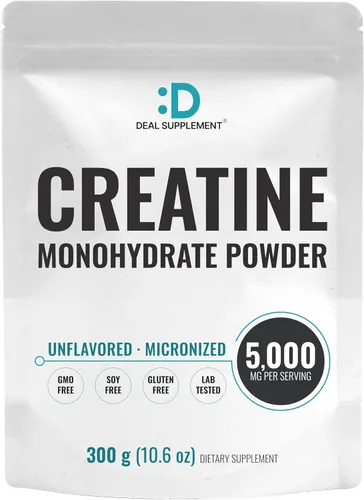 DEAL SUPPLEMENT Polvo de Monohidrato de Creatina Instantánea, 5g Por Porción – 60 Porciones | Fórmula Micronizada, Sin Sabor, de Absorción Rápida |