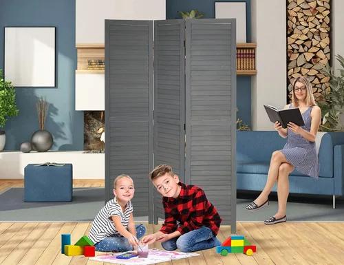 Miniatura 7 de Divisores de habitación de madera de 3 paneles y pantallas de privacidad plegables, divisores y divisores de habitación de 5.64 pies de alto y 4.2