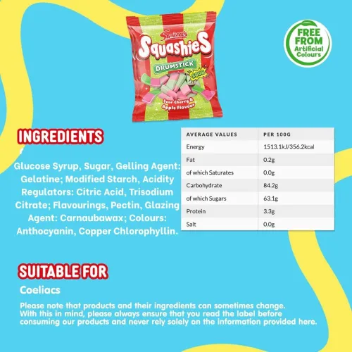 Miniatura 2 de Swizzels Drumstick Squashies sabor a cereza agria y manzana, 4.23 oz