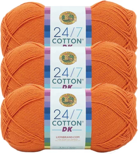 Miniatura 38 de Lion Brand Yarn Estampados DK de algodón 24/7, hilo para tejer, ganchillo y manualidades, azul, paquete de 1 Cotton Yarn for Knitting, Crochet