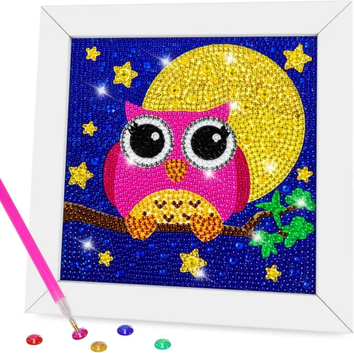 Miniatura 19 de QEUOYSS Kit de arte de diamantes para niños con marco de madera, arte y manualidades para niños de 6 a 8 a 10 a 12 años, arte de diamantes fácil