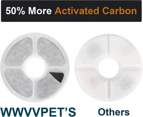 Miniatura 2 de Filtros de fuente de agua para gatos, paquete de 6 unidades, 50% más de carbón activado, filtros de repuesto para fuente de flores de gato, aptos