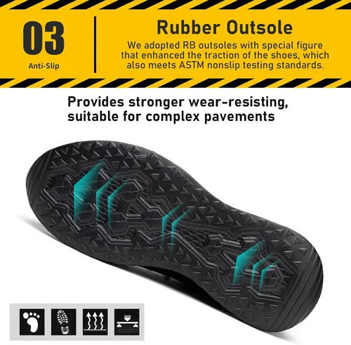 Miniatura 4 de Furuian - Tenis con punta de acero para hombres y mujeres, zapatos de seguridad ligeros, cómodos, a prueba de pinchazos, zapatos de trabajo
