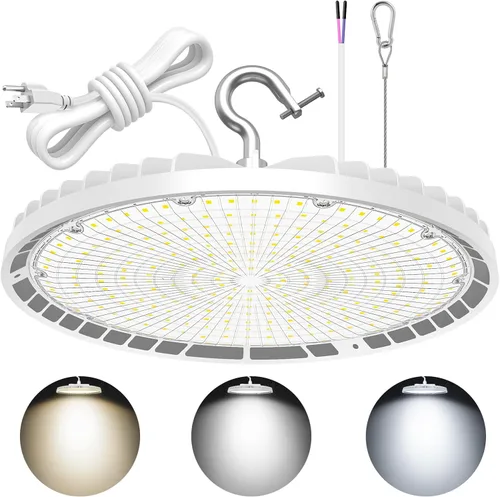 KUKUPPO Luz LED de alta bahía de 150 W, 120 W, 90 W, ajustable, 4500 K, 5000 K, 5700 K, luz LED de alta bahía con enchufe para almacén de fábrica,