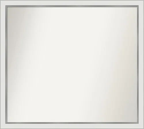 Miniatura 237 de Amanti Art Espejo de baño blanco para sobre el fregadero, 30 x 35 pulgadas, espejo de tocador rectangular estrecho de Eva de oro blanco, marco