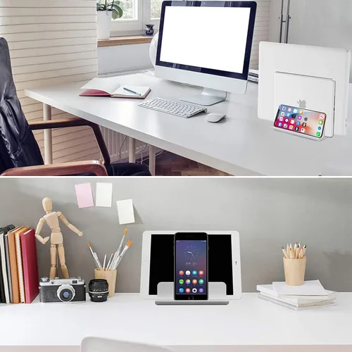 Miniatura 7 de Soporte vertical para laptop [versión actualizada], soporte de escritorio de 3 ranuras con base ajustable, diseño 4 en 1, soporte para computadora