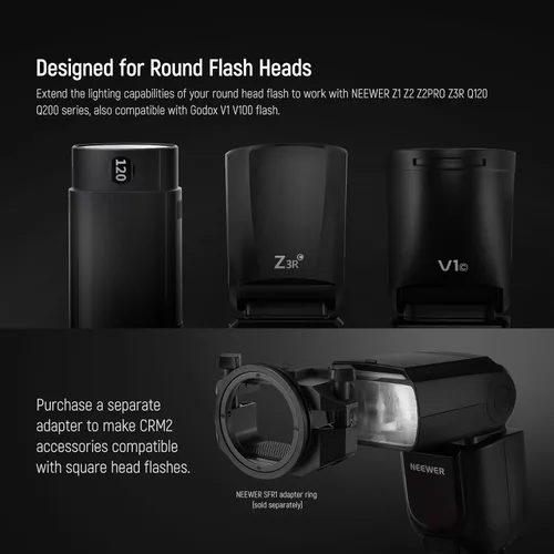Miniatura 8 de NEEWER CRM2 Kit de accesorios magnéticos para flash de cabeza redonda, juego de difusor modificador de luz Speedlite compatible con Godox V1 y V100