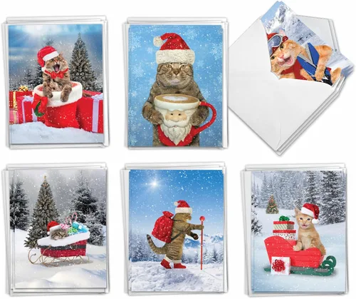 Miniatura 9 de The Best Card Company Juego de 36 tarjetas navideñas surtidas de 4 x 5.12 pulgadas con sobres para hombres y mujeres (diseños de 36 x 1) Vintage
