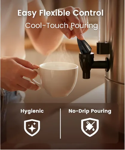 Miniatura 8 de Commercial Coffee Maker 40-Cup Large Coffee Urn with Percolator Coffee Pot Electric 6L Stainless Steel Fast Brew Hot Water Dispenser for Tea