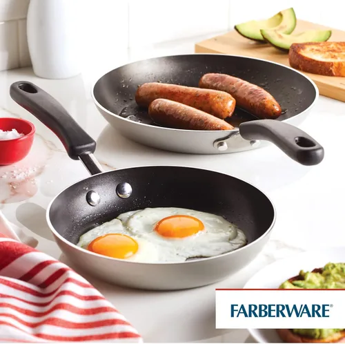 Miniatura 2 de Farberware Cookstart DiamondMax - Juego de sartenes antiadherentes, apto para lavavajillas, 8.25 pulgadas y 10 pulgadas, color plateado