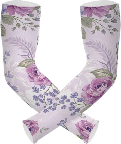 Miniatura 11 de Mangas de jardinería con diseño de libélula de flores, con agujero para el pulgar, protección solar, mangas para brazos para mujeres y hombres