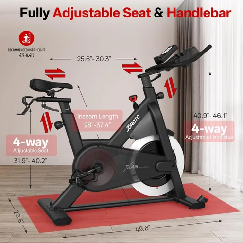 Miniatura 7 de JOROTO Exercise Bike, Magnetic Stationary Bikes for Home with 40LBS Flywheel, App Supported Indoor Bike with 350LBS Weight Capacity, Low X4S US