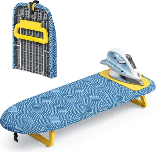 Miniatura 9 de KINGBOARD Tabla de planchar de mesa, pequeña tabla de planchar con alfombrilla de hierro, mini tabla de planchar plegable, fácil almacenamiento