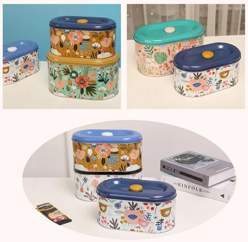 Miniatura 6 de Tarros de lata para galletas, recipientes de almacenamiento de galletas, tarro de galletas para el hogar, cocina, regalos de alimentos, recipientes