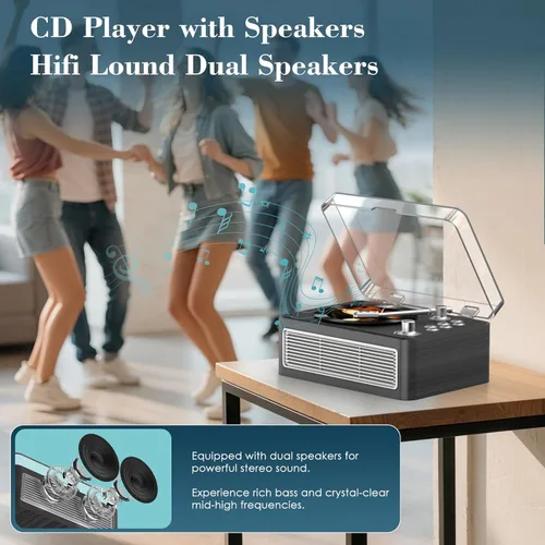 Miniatura 4 de Reproductor de CD portátil Bluetooth: Reproductores de CD Kegaudio para el hogar con altavoces 3600mAh recargable y radio y control remoto