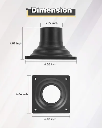 Miniatura 2 de FEMILA Base de montaje en muelle, adaptador de base de montaje de luz de poste de aluminio fundido, acabado negro, 4FW31PA BK