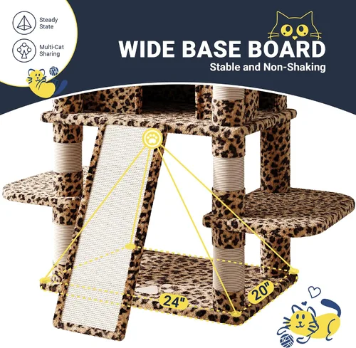 Miniatura 8 de Allewie Árbol de gato de 68 pulgadas/casa y torres para felinos grandes/poste rascador/árbol de escalada grande de varios niveles