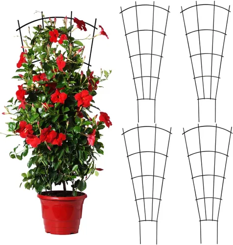 Miniatura 8 de Mklsit Paquete de 4 enrejados de metal de 23 pulgadas para plantas trepadoras al aire libre, soporte de enrejado de plantas de interior para plantas