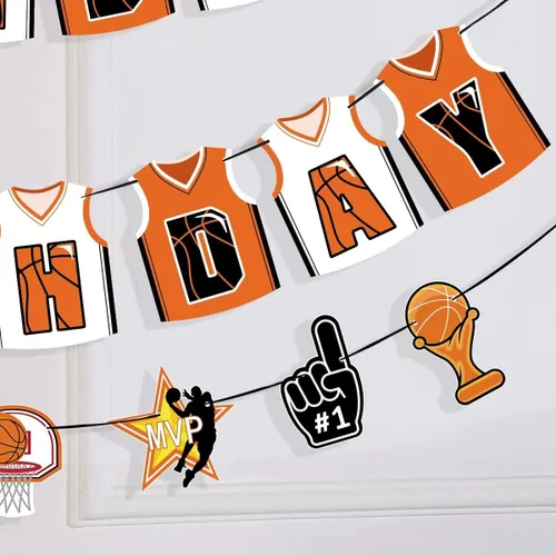 Miniatura 4 de 40 piezas de decoración de fiesta de baloncesto – Cartel de feliz cumpleaños, globos, adornos para pasteles para niños y niñas