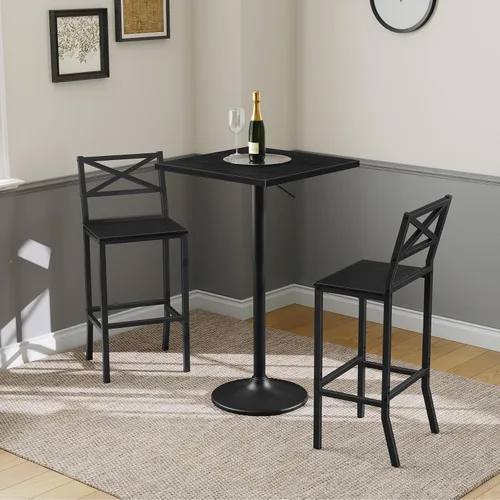 Miniatura 7 de MAHANCRIS Taburetes de bar, juego de 2 sillas de bar con respaldo y reposapiés, taburetes de barra de mostrador de 26 pulgadas de alto, sillas