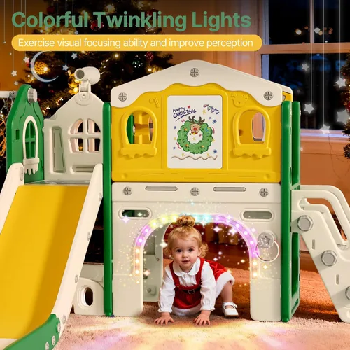 Miniatura 2 de BIERUM Juego de tobogán 10 en 1 para niños pequeños - Tobogán para bebés de 1 a 3 años con luces coloridas, pizarra para dibujar y tablero