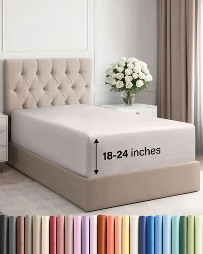 Miniatura 126 de Sábana bajera ajustable extra profunda tamaño completo – Sábana bajera individual de lujo para hotel únicamente – Se adapta fácilmente a colchones