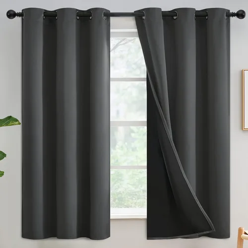 Miniatura 324 de Yakamok Cortinas negras, cortinas de ventana con aislamiento térmico y eficiencia energética para dormitorio, cortinas opacas completas y cortinas