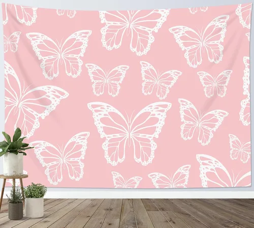 Miniatura 9 de HVEST Tapiz espacial de mariposa en galaxia para dormitorio, cielo estrellado blanco y negro para colgar en la pared para sala de estar, decoración