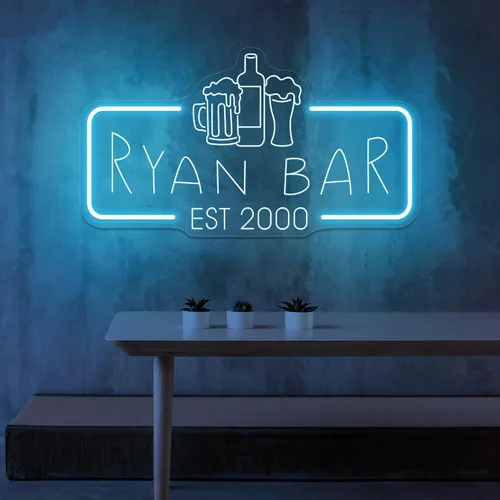 Miniatura 8 de Letrero de barra de neón personalizado – Letrero de luz personalizado para decoración de bar del hogar, salón o cueva de hombre (grabado rectangular)