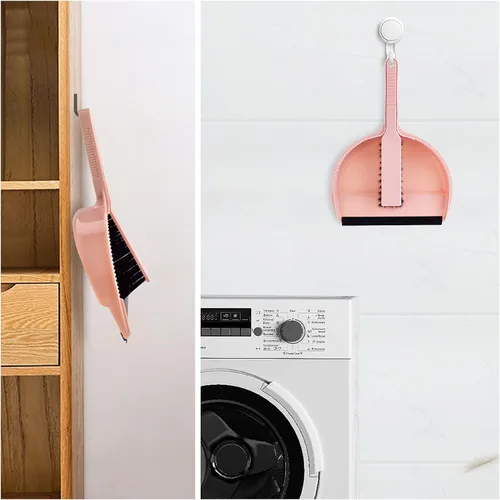 Miniatura 6 de Juego de mini escoba pequeña y recogedor rosa para el hogar, cocina, oficina, coche