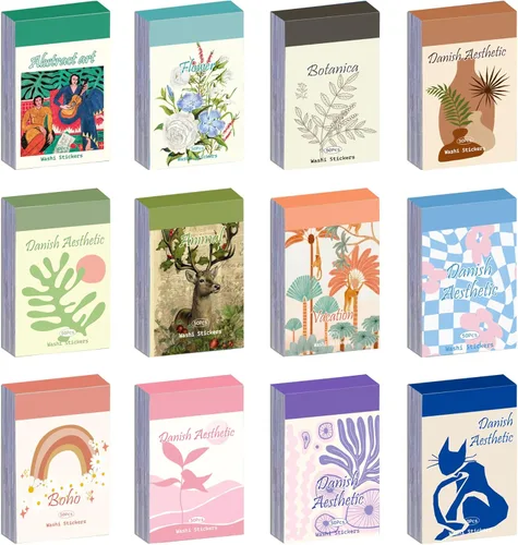 Miniatura 17 de 6 Juegos de 300 Piezas Libro de Calcomanías Washi para Diario, Paisajes Diarios Cosas de la Vida Viajes Calcomanías Vintage Estética Moda Juego