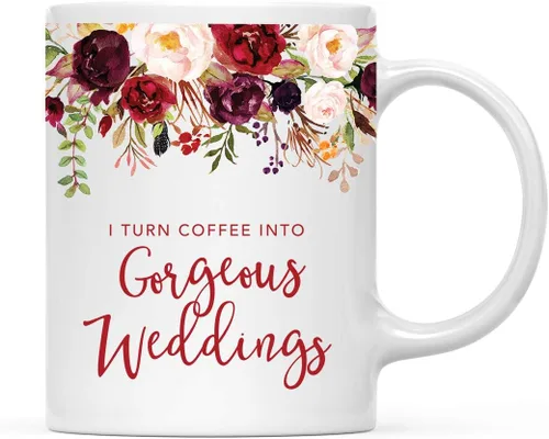Miniatura 31 de Andaz Press Taza de té de cerámica para el día de la madre, regalo de 9.5 fl oz, otoño, marsala, flores burdeos, rosas, flores, tía, 1 paquete