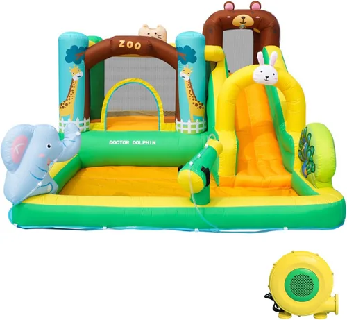 Miniatura 7 de Tobogán acuático inflable para patio trasero de niños, casa de rebote con tobogán acuático, casa inflable para parque acuático inflable para húmedo